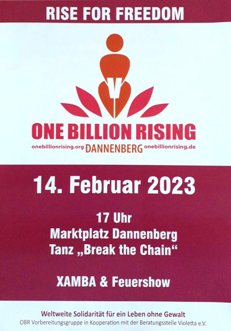 one billion rising findet in dannenberg am 14. Februar 2023 statt.